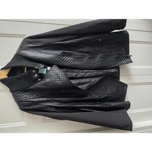 Addition Elle Women's Black Quilted Faux Leather Jacket 1X